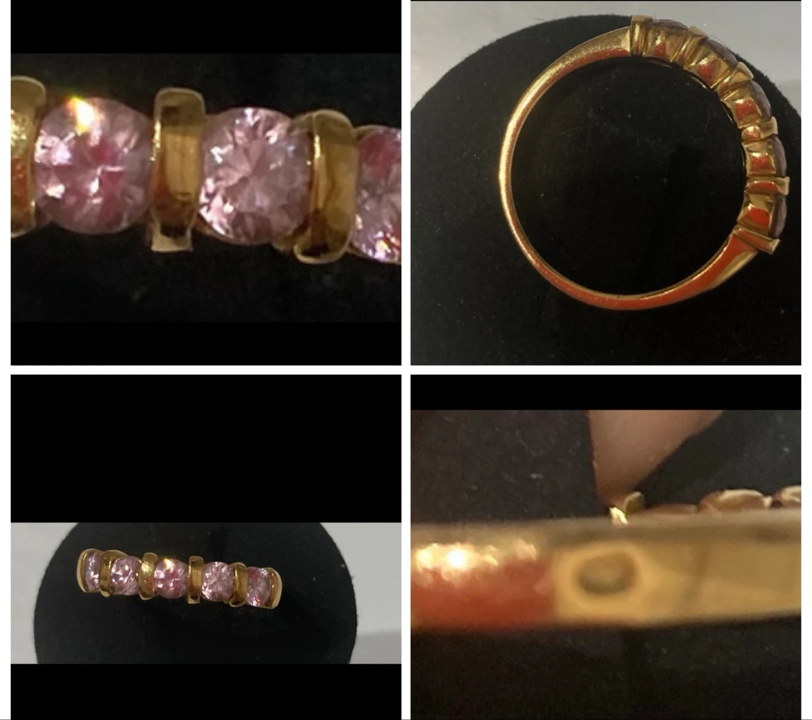 Ronde ringen met rosé vergulde bezetting en roze zirkonia – photo 3